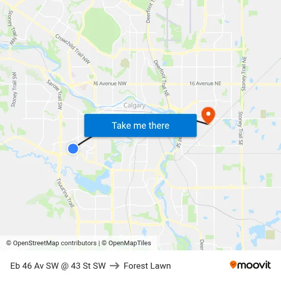 Eb 46 Av SW @ 43 St SW to Forest Lawn map