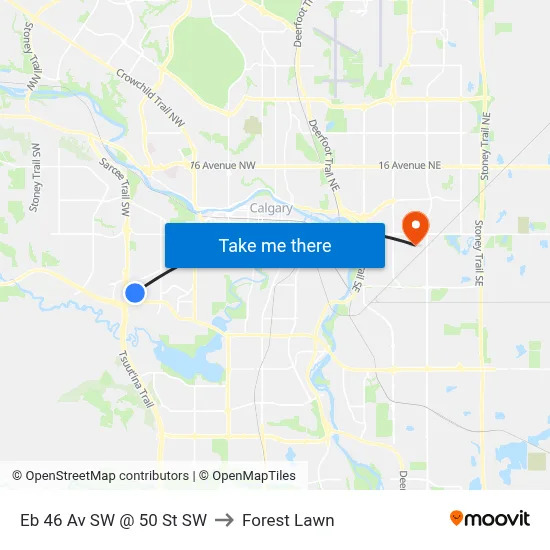 Eb 46 Av SW @ 50 St SW to Forest Lawn map