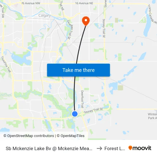 Sb Mckenzie Lake Bv @ Mckenzie Meadows Dr SE to Forest Lawn map