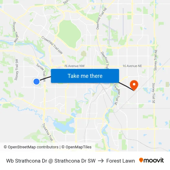 Wb Strathcona Dr @ Strathcona Dr SW to Forest Lawn map