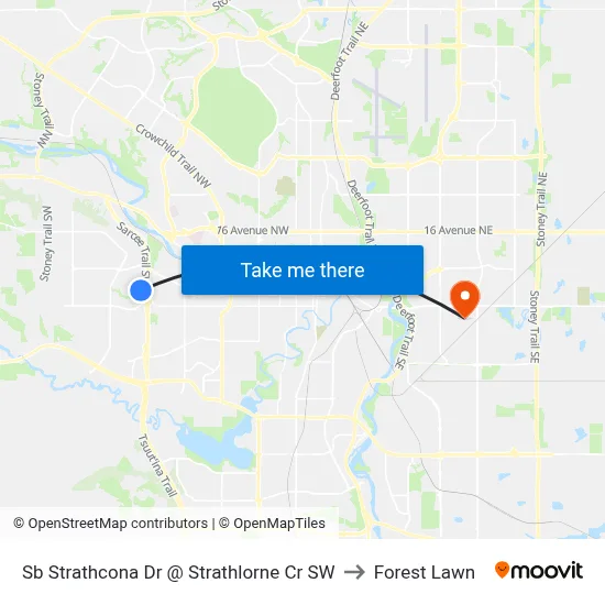 Sb Strathcona Dr @ Strathlorne Cr SW to Forest Lawn map