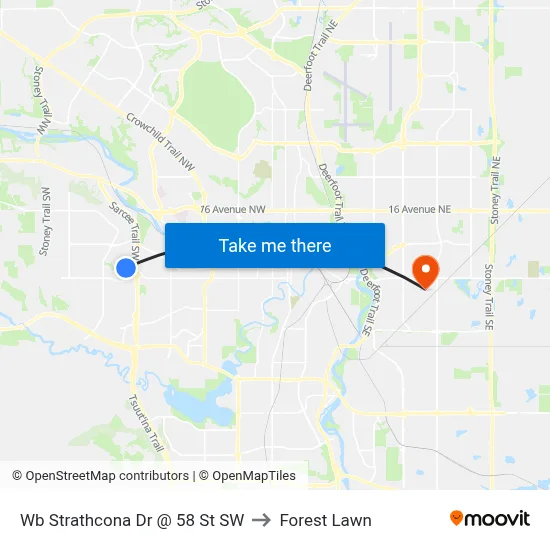 Wb Strathcona Dr @ 58 St SW to Forest Lawn map