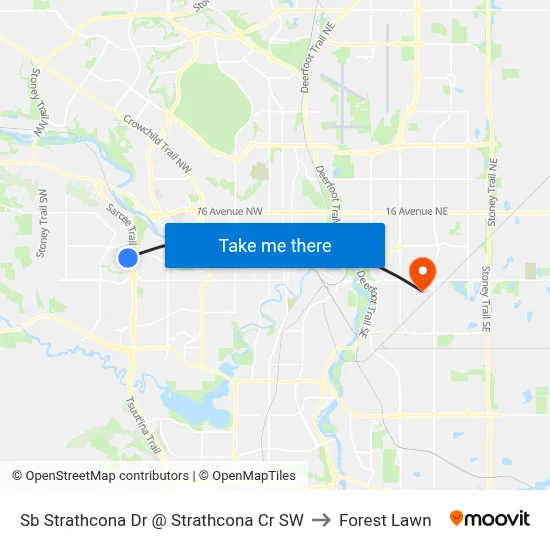 Sb Strathcona Dr @ Strathcona Cr SW to Forest Lawn map