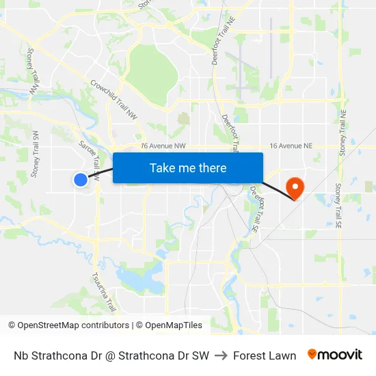 Nb Strathcona Dr @ Strathcona Dr SW to Forest Lawn map