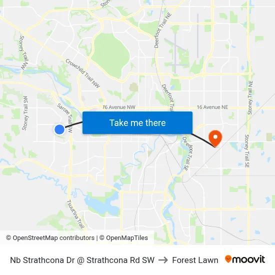 Nb Strathcona Dr @ Strathcona Rd SW to Forest Lawn map