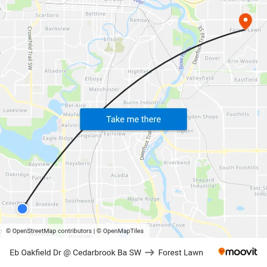 Eb Oakfield Dr @ Cedarbrook Ba SW to Forest Lawn map