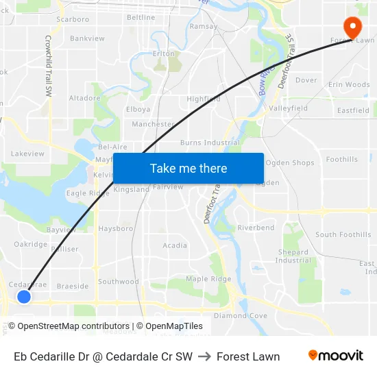Eb Cedarille Dr @ Cedardale Cr SW to Forest Lawn map