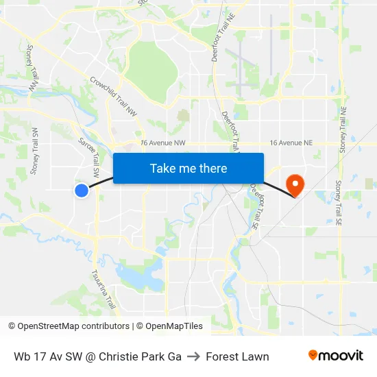 Wb 17 Av SW @ Christie Park Ga to Forest Lawn map