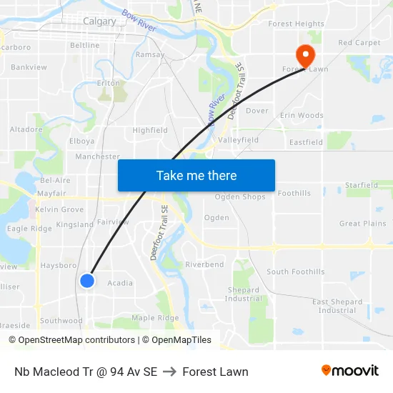 Nb Macleod Tr @ 94 Av SE to Forest Lawn map