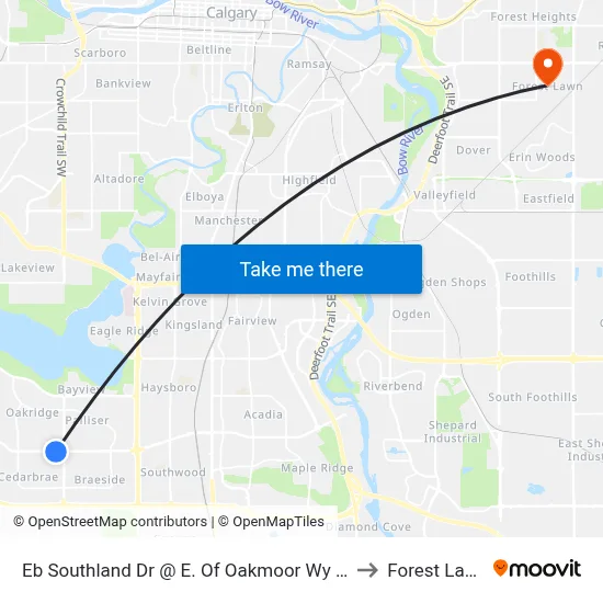 Eb Southland Dr @  E. Of Oakmoor Wy SW to Forest Lawn map