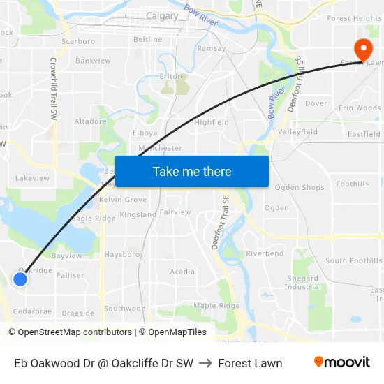 Eb Oakwood Dr @ Oakcliffe Dr SW to Forest Lawn map