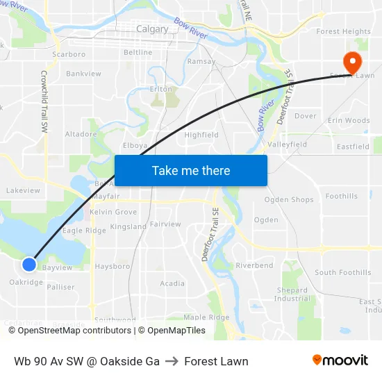 Wb 90 Av SW @ Oakside Ga to Forest Lawn map