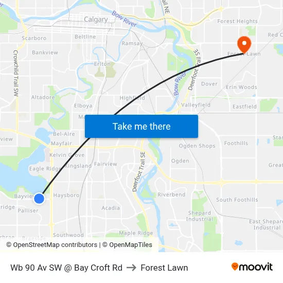 Wb 90 Av SW @ Bay Croft Rd to Forest Lawn map