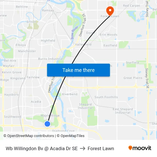 Wb Willingdon Bv @ Acadia Dr SE to Forest Lawn map