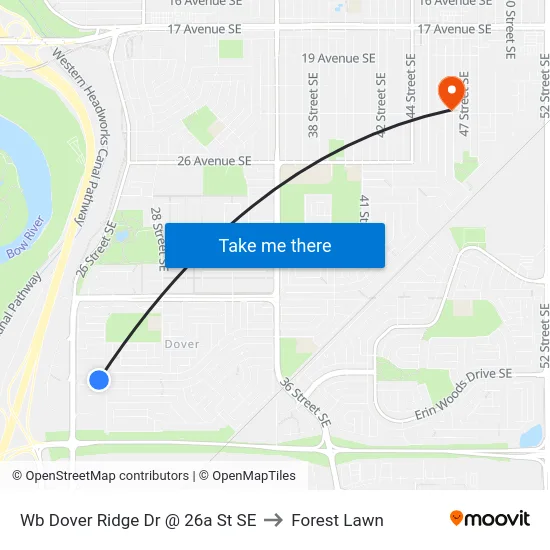 Wb Dover Ridge Dr @ 26a St SE to Forest Lawn map