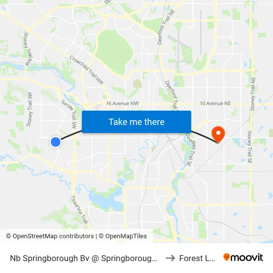 Nb Springborough Bv @ Springborough Ga SW to Forest Lawn map