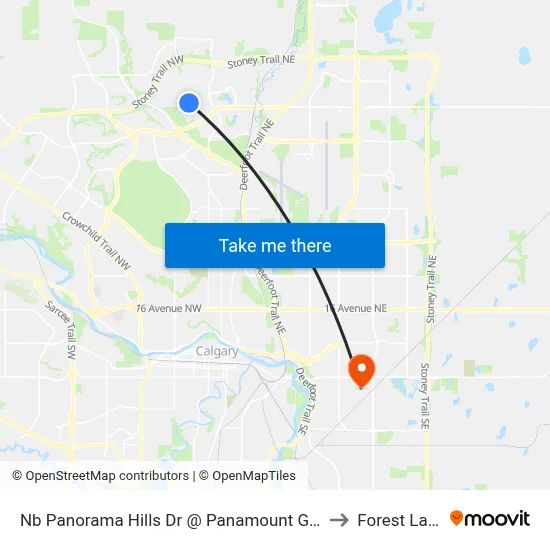 Nb Panorama Hills Dr @ Panamount Gd NW to Forest Lawn map