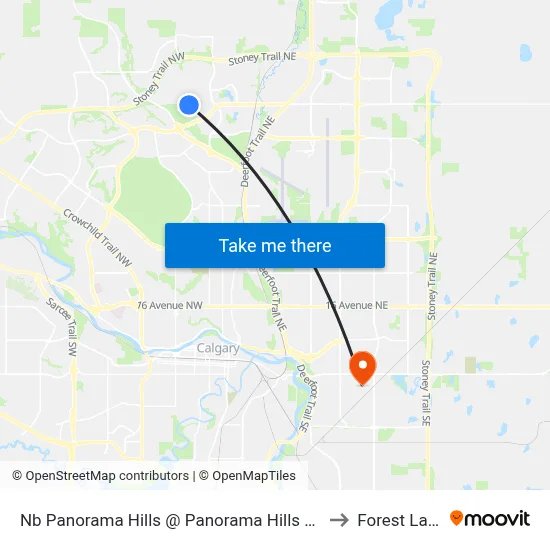 Nb Panorama Hills @ Panorama Hills Ri NW to Forest Lawn map