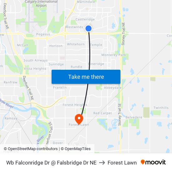 Wb Falconridge Dr @ Falsbridge Dr NE to Forest Lawn map