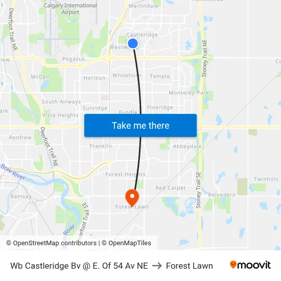 Wb Castleridge Bv @ E. Of 54 Av NE to Forest Lawn map