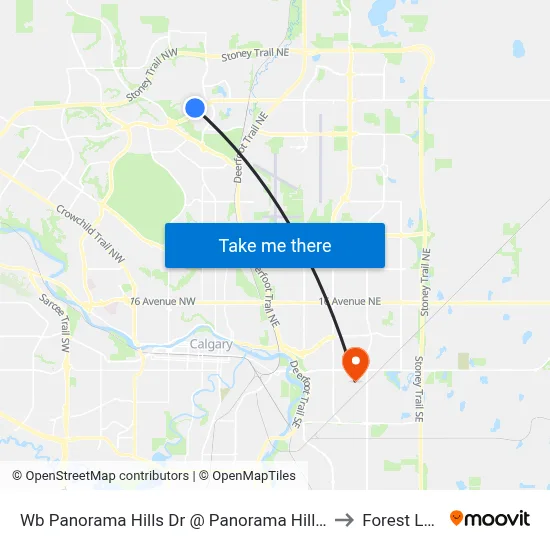 Wb Panorama Hills Dr @ Panorama Hills Bv SW to Forest Lawn map