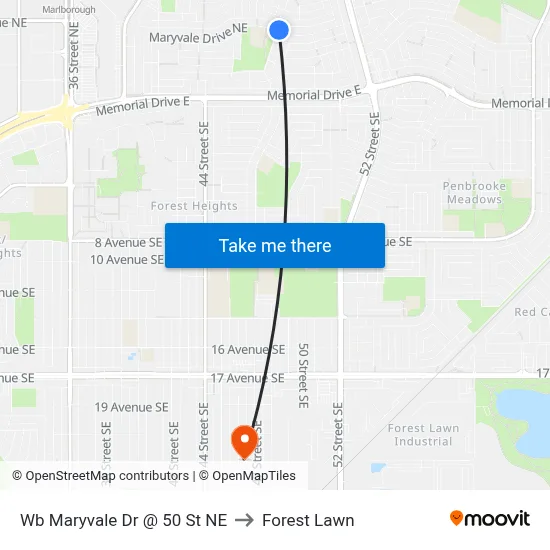 Wb Maryvale Dr @ 50 St NE to Forest Lawn map