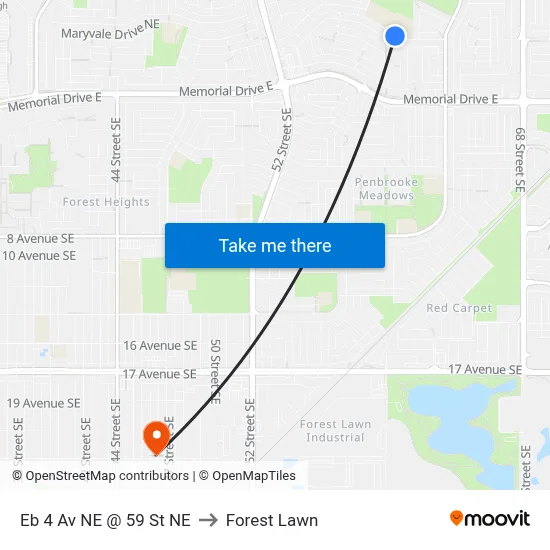 Eb 4 Av NE @ 59 St NE to Forest Lawn map
