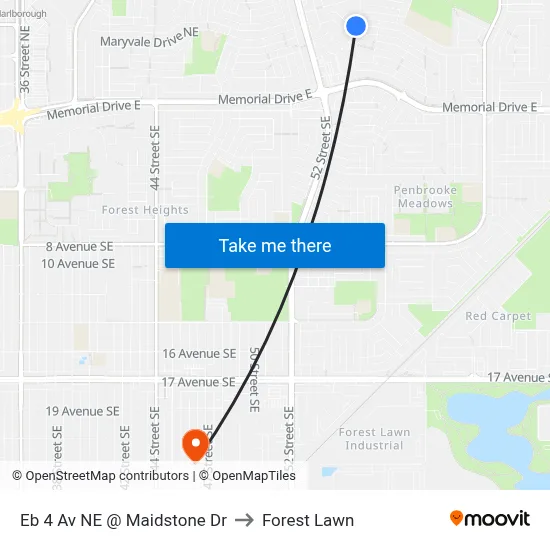 Eb 4 Av NE @ Maidstone Dr to Forest Lawn map