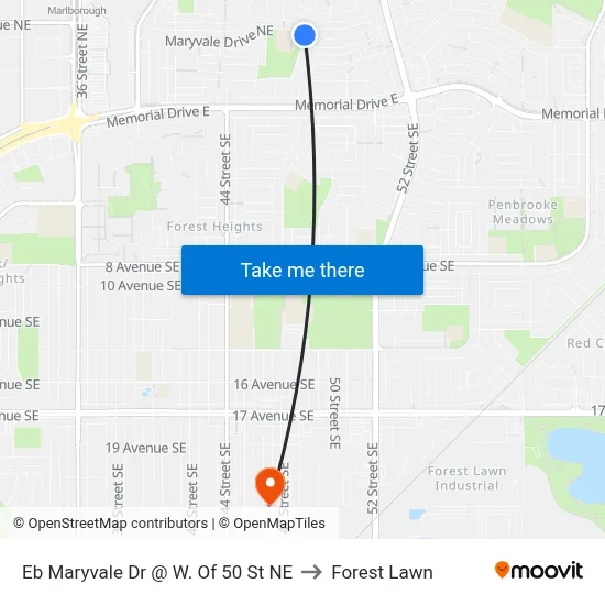 Eb Maryvale Dr @ W. Of 50 St NE to Forest Lawn map