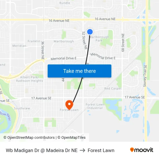 Wb Madigan Dr @ Madeira Dr NE to Forest Lawn map