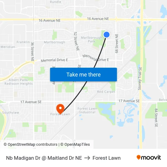 Nb Madigan Dr @ Maitland Dr NE to Forest Lawn map