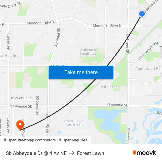 Sb Abbeydale Dr @ 4 Av NE to Forest Lawn map