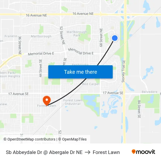Sb Abbeydale Dr @ Abergale Dr NE to Forest Lawn map