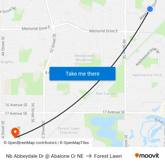 Nb Abbeydale Dr @ Abalone Cr NE to Forest Lawn map