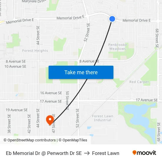 Eb Memorial Dr @ Penworth Dr SE to Forest Lawn map