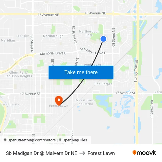 Sb Madigan Dr @ Malvern Dr NE to Forest Lawn map