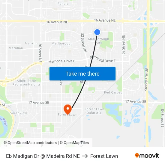 Eb Madigan Dr @ Madeira Rd NE to Forest Lawn map