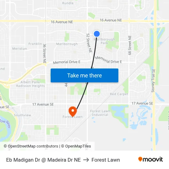 Eb Madigan Dr @ Madeira Dr NE to Forest Lawn map