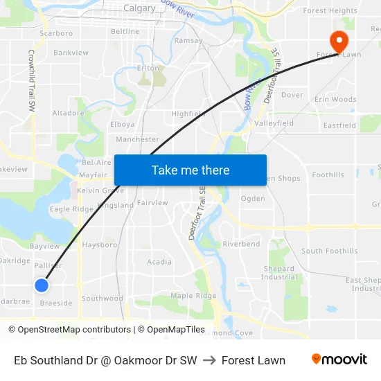 Eb Southland Dr @ Oakmoor Dr SW to Forest Lawn map