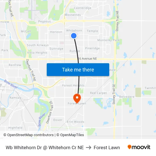 Wb Whitehorn Dr @ Whitehorn Cr NE to Forest Lawn map