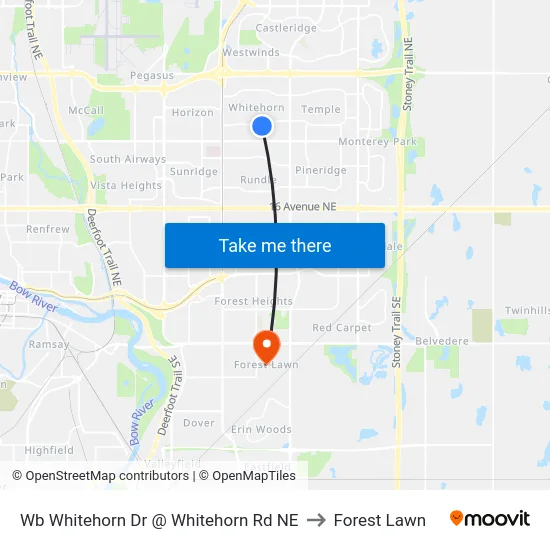 Wb Whitehorn Dr @ Whitehorn Rd NE to Forest Lawn map