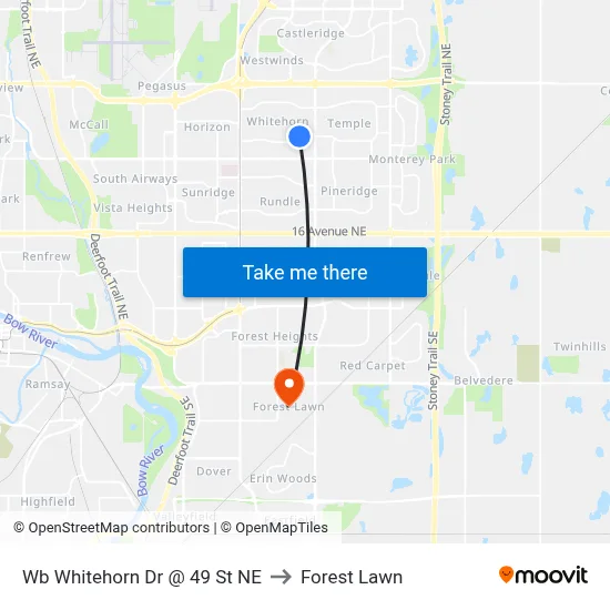 Wb Whitehorn Dr @ 49 St NE to Forest Lawn map