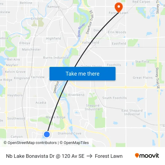Nb Lake Bonavista Dr @ 120 Av SE to Forest Lawn map