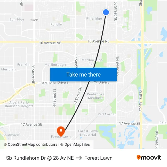 Sb Rundlehorn Dr @ 28 Av NE to Forest Lawn map