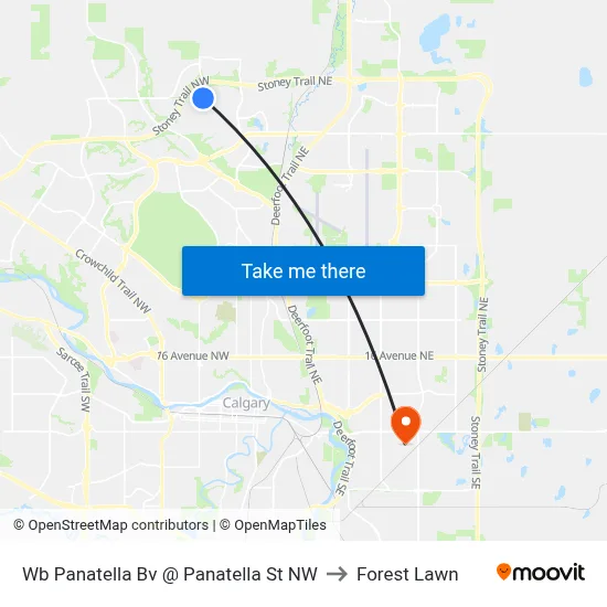 Wb Panatella Bv @ Panatella St NW to Forest Lawn map