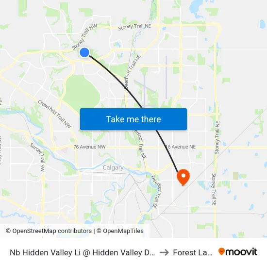 Nb Hidden Valley Li @ Hidden Valley Dr NW to Forest Lawn map
