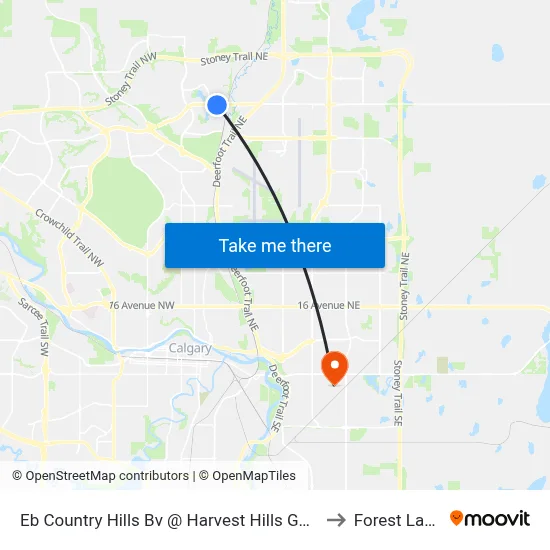 Eb Country Hills Bv @ Harvest Hills Ga NE to Forest Lawn map