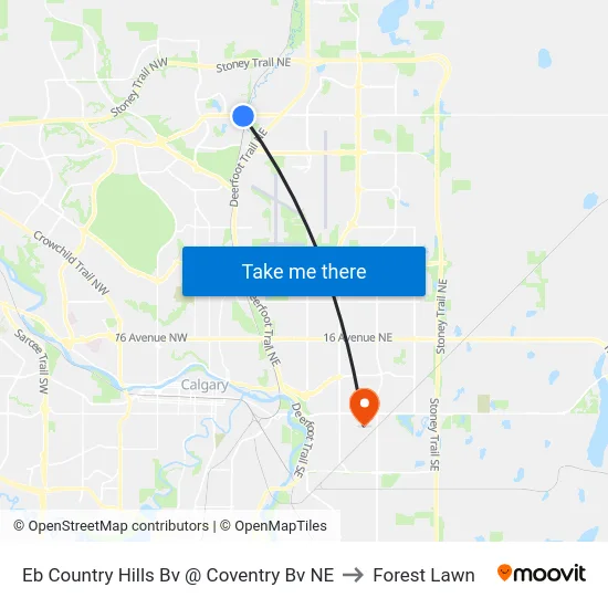 Eb Country Hills Bv @ Coventry Bv NE to Forest Lawn map