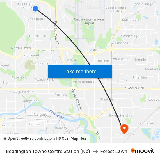 Beddington Towne Centre Station (Nb) to Forest Lawn map