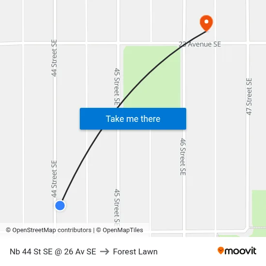 Nb 44 St SE @ 26 Av SE to Forest Lawn map